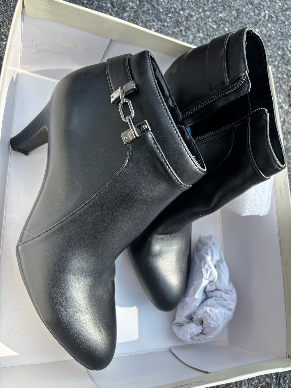 Bandolino Black Ankle Booties with Silver Accent